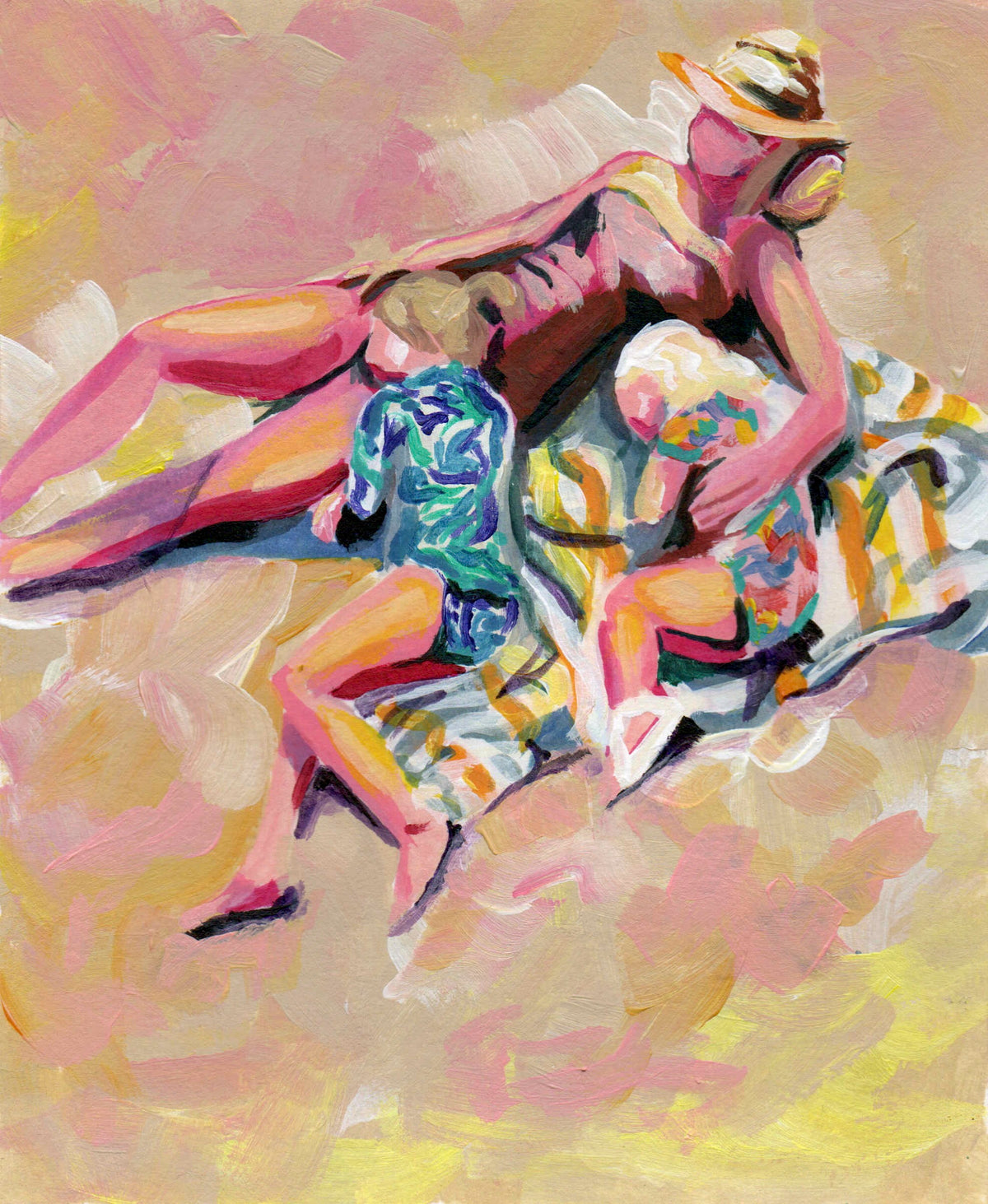 "Daughters" Michigan Beach Art Print, Colorful Summer Home Decor