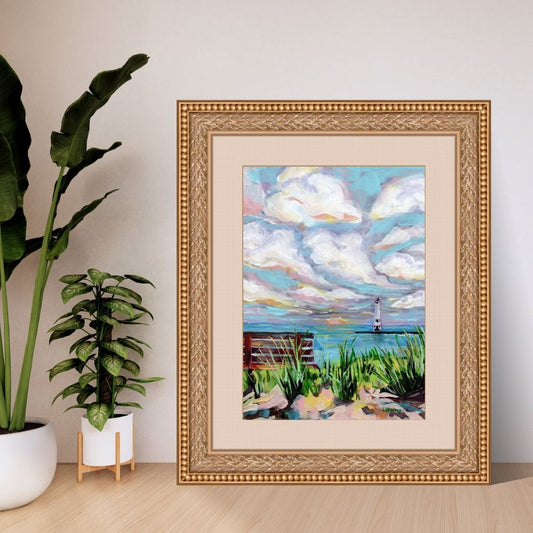 "Guiding Light" Michigan Beach Art Print, Lake Michigan Wall Art