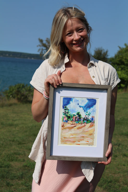 "Joy" Original Painting, Children on Sand Dunes Northern Michigan Fine Art