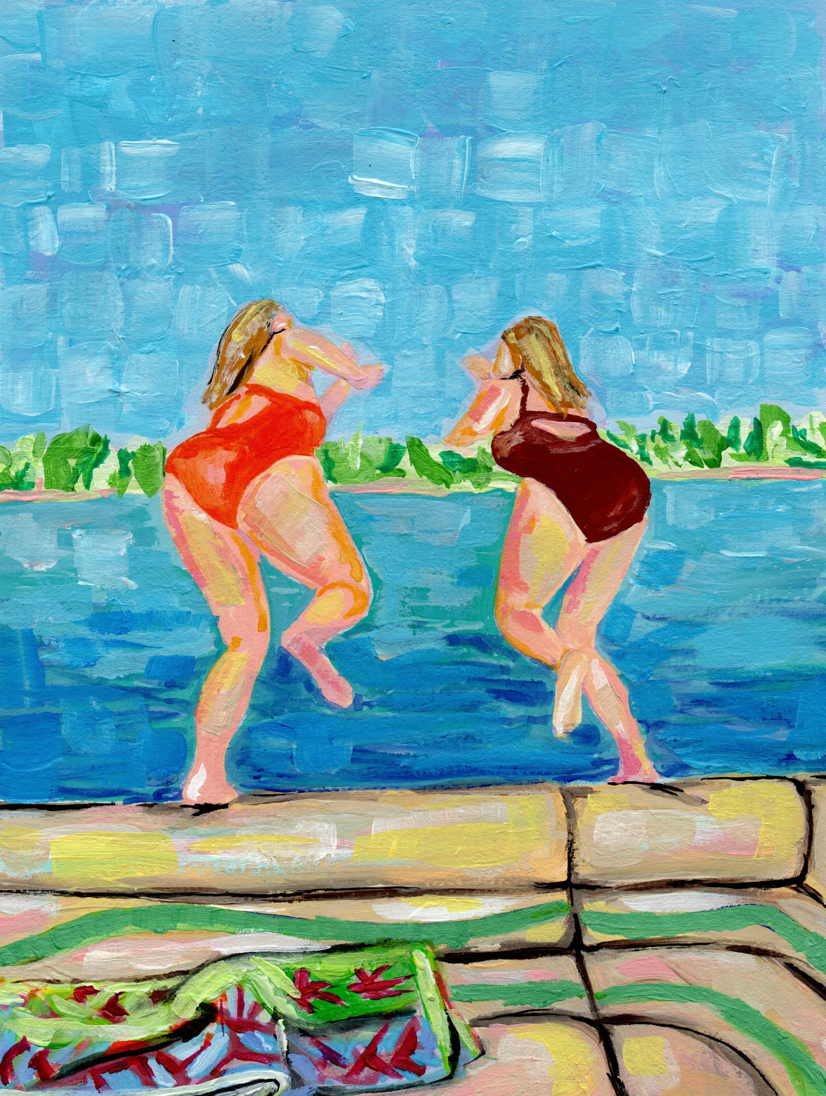 "Moms Night Out" Michigan Beach Art Print, Coastal Fine Art Wall Decor