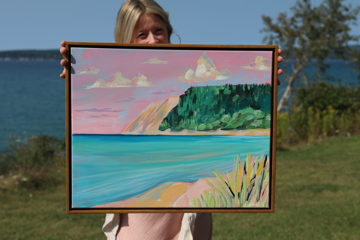 "Stay Awhile" Original Painting, Sleeping Bear Dunes Shoreline Michigan Fine Art