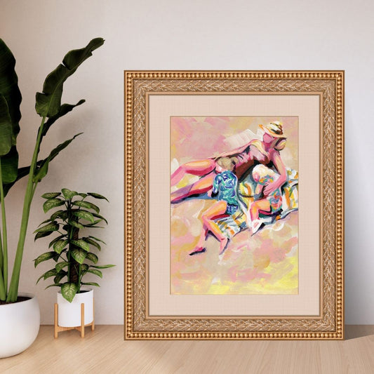 "Daughters" Michigan Beach Art Print, Colorful Summer Home Decor