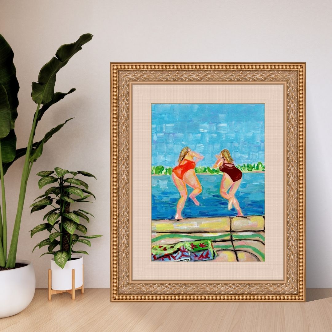"Moms Night Out" Michigan Beach Art Print, Coastal Fine Art Wall Decor