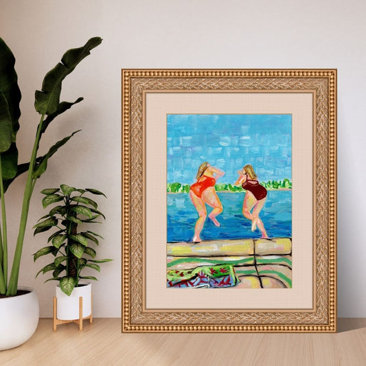 "Moms Night Out" Michigan Beach Art Print, Coastal Fine Art Wall Decor