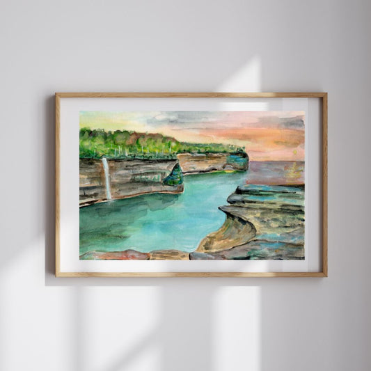 "Pictured Rocks" Michigan Beach Art Print, Shoreline Fine Art