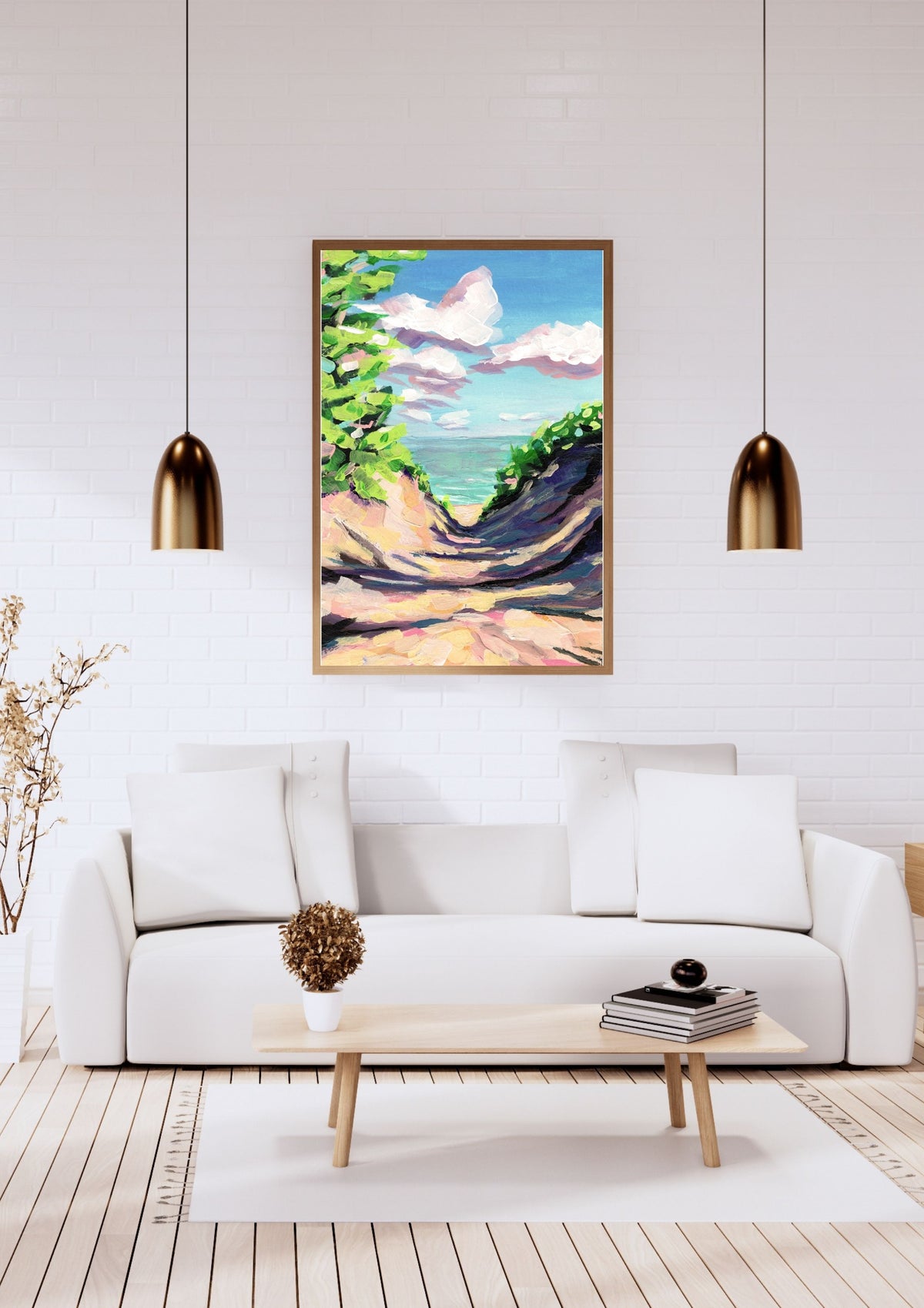 "Trail to the Beach" Michigan Beach Art Print, Coastal Landscape Painting