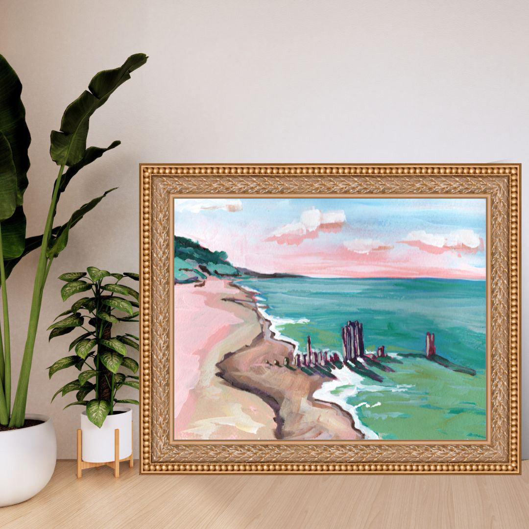 "Weathered" Michigan Beach Art Print, Great Lakes Wall Decor